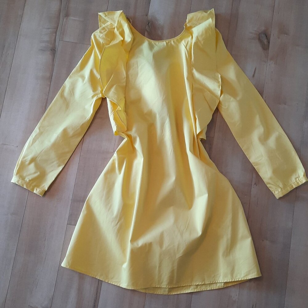 Zara Yellow Open Back Ruffle Dress